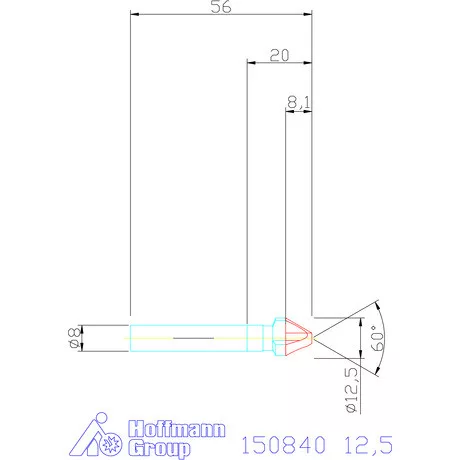 Garant Kúpsüllyesztő, Form C 60° 12,5 mm