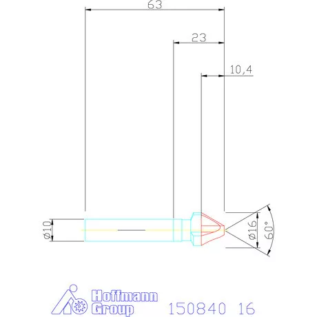 Garant Kúpsüllyesztő, Form C 60° 16 mm