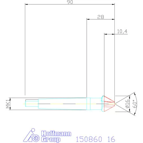 Garant Kúpsüllyesztő, Form D 60° 16 mm
