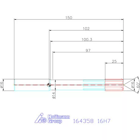 Garant HSS nagy teljesítményű dörzsár HPC átmenő furat 16H7 mm