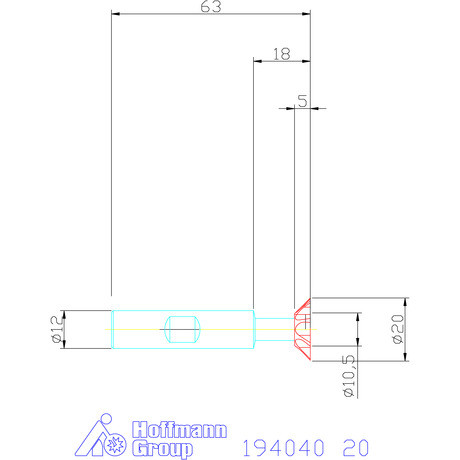 Garant Száras szögmaró, Form C 45° 20 mm