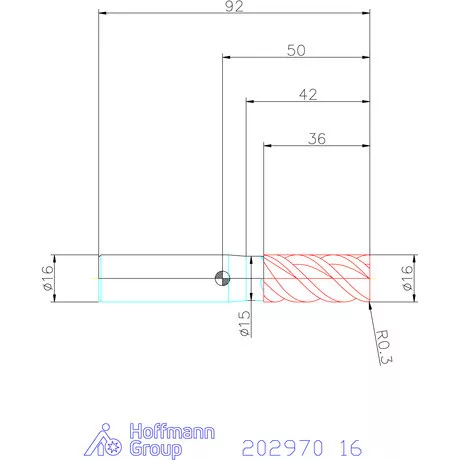 Garant VHM nagyoló maró ISO H55 HPC / TPC 16 mm