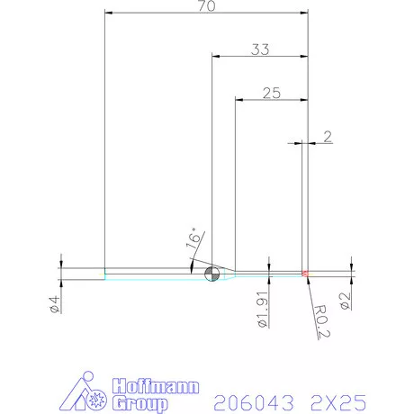 Garant VHM tóruszmaró R 1 0,2 2X25 mm