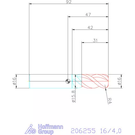Garant Garant Master Alu PickPocket VHM tóruszmaró HPC 16/4,0 mm