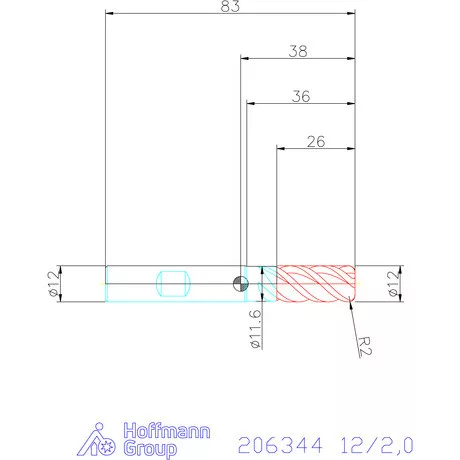Holex Holex Pro INOX M VHM tóruszmaró HPC 12/2,0 mm