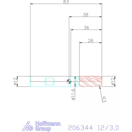 Holex Holex Pro INOX M VHM tóruszmaró HPC 12/3,0 mm