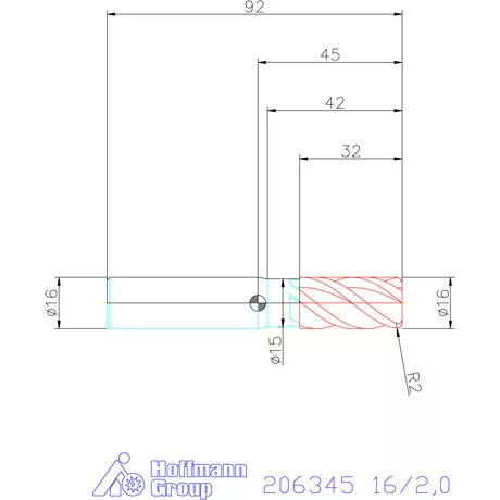 Garant Garant Master INOX VHM tóruszmaró HPC DIN 6535 HA 16/2,0 mm