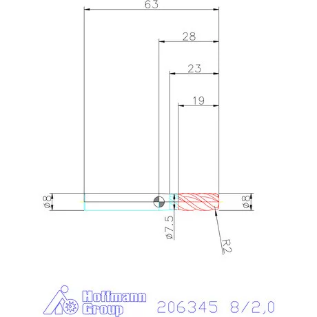 Garant Garant Master INOX VHM tóruszmaró HPC DIN 6535 HA 8/2,0 mm