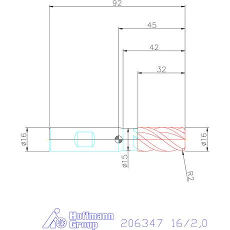 Garant Garant Master INOX VHM tóruszmaró HPC DIN 6535 HB 16/2,0 mm