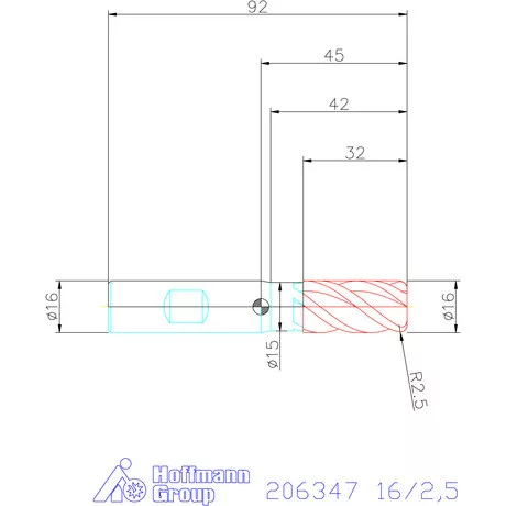 Garant Garant Master INOX VHM tóruszmaró HPC DIN 6535 HB 16/2,5 mm