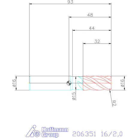 Garant VHM tóruszmaró HPC DIN 6535 HA 16/2,0 mm