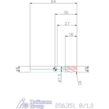 Garant VHM tóruszmaró HPC DIN 6535 HA 8/1,0 mm