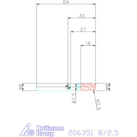 Garant VHM tóruszmaró HPC DIN 6535 HA 8/2,5 mm