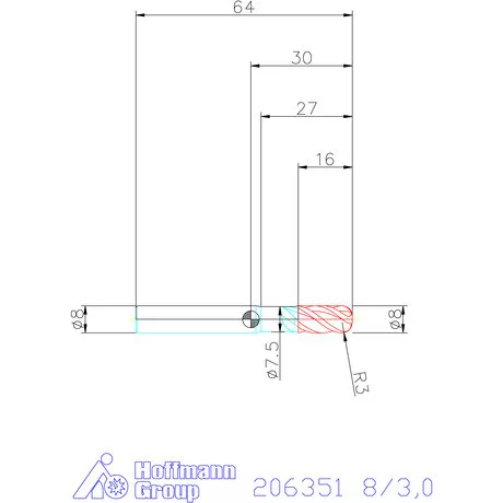 Garant VHM tóruszmaró HPC DIN 6535 HA 8/3,0 mm