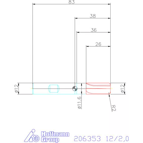 Holex VHM tóruszmaró HPC DIN 6535 HB 12/2,0 mm