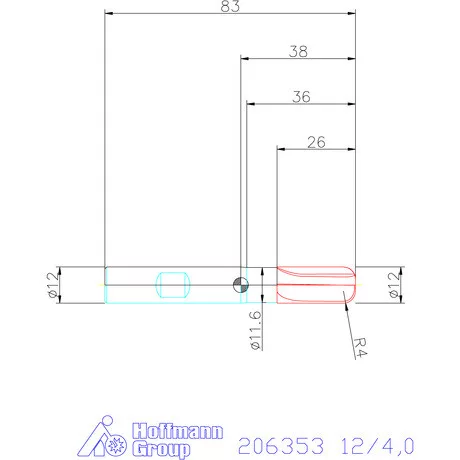 Holex VHM tóruszmaró HPC DIN 6535 HB 12/4,0 mm