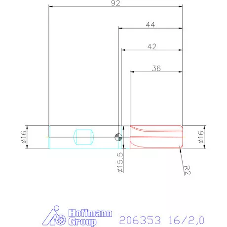 Holex VHM tóruszmaró HPC DIN 6535 HB 16/2,0 mm