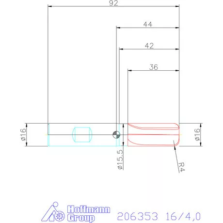 Holex VHM tóruszmaró HPC DIN 6535 HB 16/4,0 mm