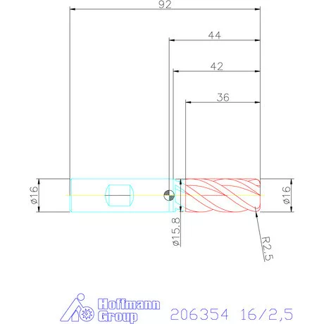 Garant Garant Master Steel VHM tóruszmaró HPC 16/2,5 mm