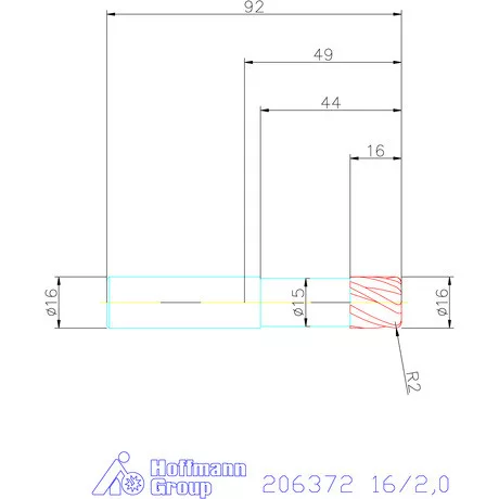 Garant Garant Diabolo VHM tóruszmaró HPC 16/2,0 mm