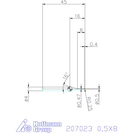 Garant VHM rádiusz másolómaró 0,5X8 mm