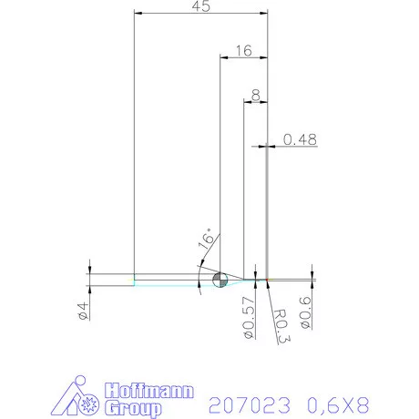 Garant VHM rádiusz másolómaró 0,6X8 mm