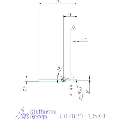 Garant VHM rádiusz másolómaró 1,5X8 mm