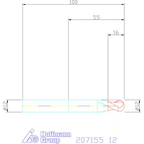 Holex VHM teljes rádiuszmaró 12 mm
