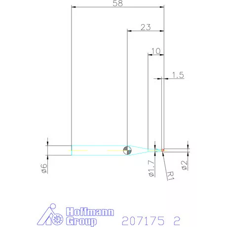 Garant VHM gömbvégű maró 220° 2 mm