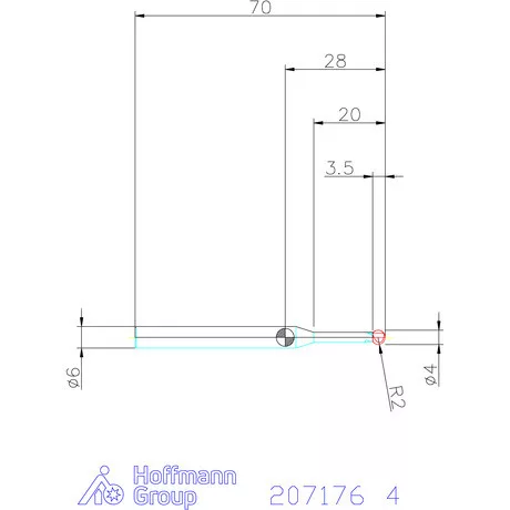 Garant Tömör keményfém gömbvégű maró 260° 4 mm