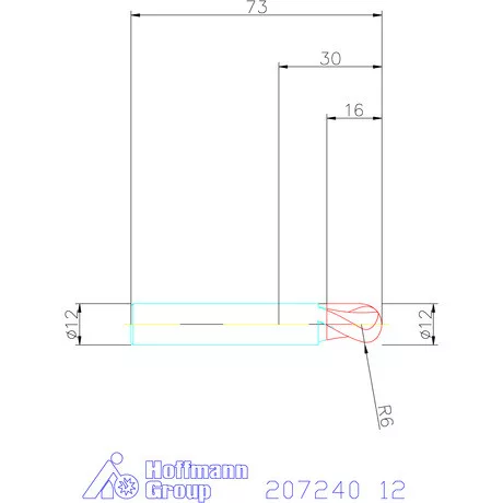 Garant VHM teljes rádiuszmaró HPC 12 mm