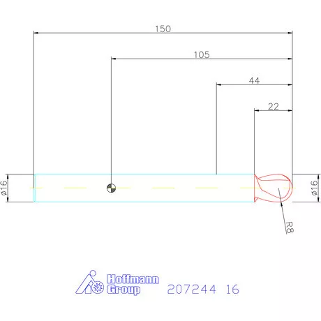 Garant Garant Master Steel VHM teljes rádiuszmaró HPC 16 mm