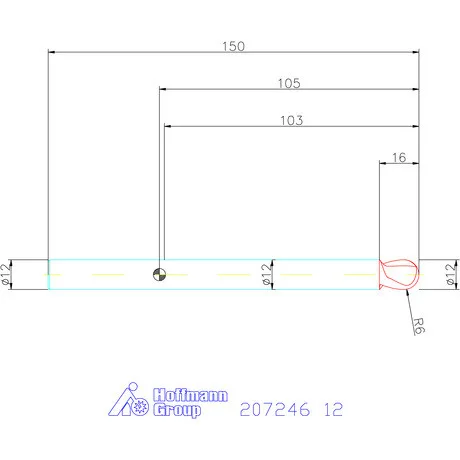 Garant Garant Master Steel VHM teljes rádiuszmaró HPC 12 mm