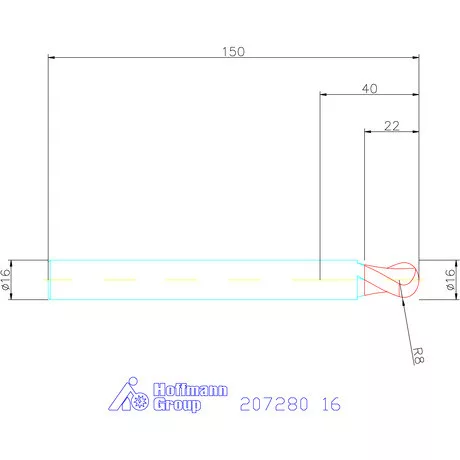 Garant VHM teljes rádiuszmaró HPC 16 mm