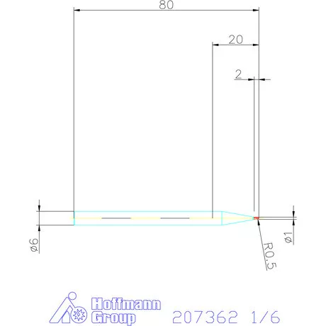 Garant Garant Diabolo VHM teljes rádiuszmaró HPC 1/6 mm