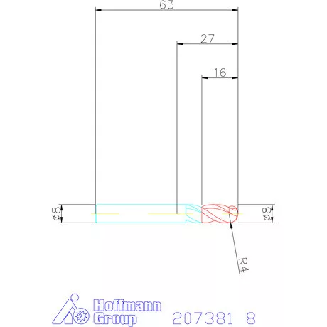 Garant VHM teljes rádiuszmaró 8 mm