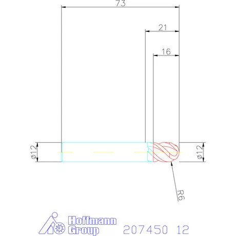 Garant VHM teljes rádiuszmaró MTC 12 mm