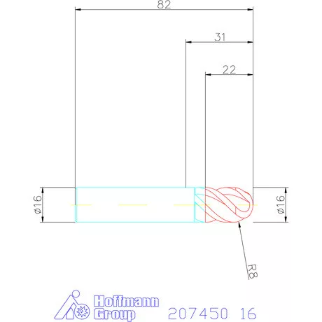 Garant VHM teljes rádiuszmaró MTC 16 mm