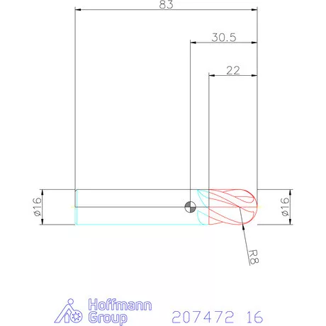 Garant Garant Diabolo VHM teljes rádiuszmaró HPC 16 mm