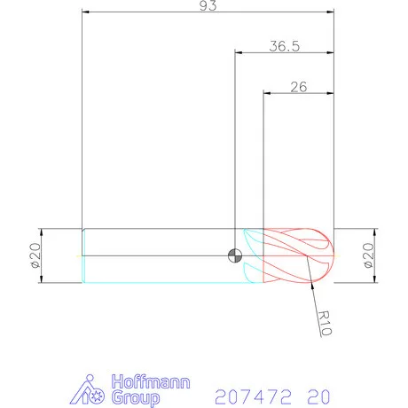 Garant Garant Diabolo VHM teljes rádiuszmaró HPC 20 mm
