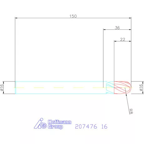 Garant Garant Diabolo VHM teljes rádiuszmaró HPC 16 mm