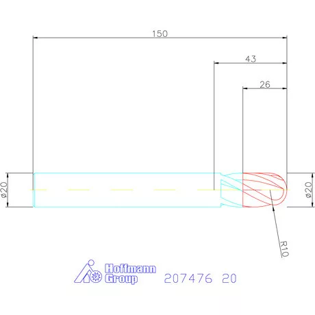 Garant Garant Diabolo VHM teljes rádiuszmaró HPC 20 mm