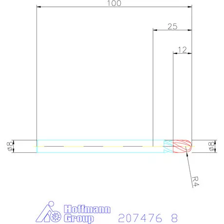 Garant Garant Diabolo VHM teljes rádiuszmaró HPC 8 mm