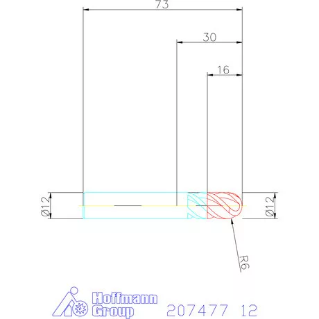 Garant VHM teljes rádiuszmaró HPC 12 mm