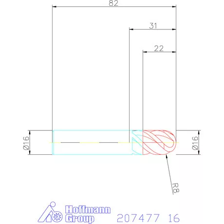 Garant VHM teljes rádiuszmaró HPC 16 mm