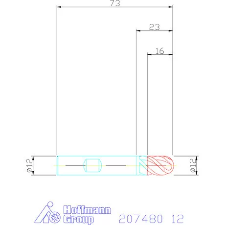 Garant VHM teljes rádiuszmaró HPC 12 mm