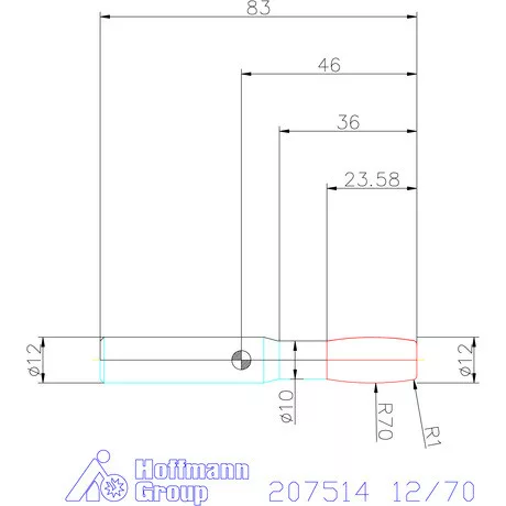 Garant VHM parabolikus maró, egyenes alak PPC 12/70 mm