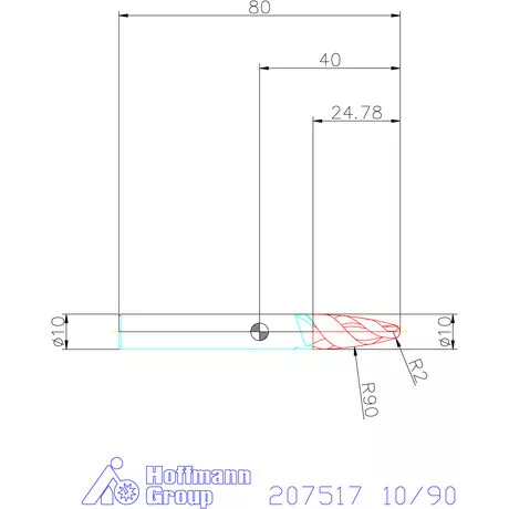 Garant VHM parabolikus maró, tangenciális alak PPC 10/90 mm