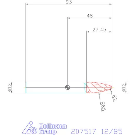 Garant VHM parabolikus maró, tangenciális alak PPC 12/85 mm