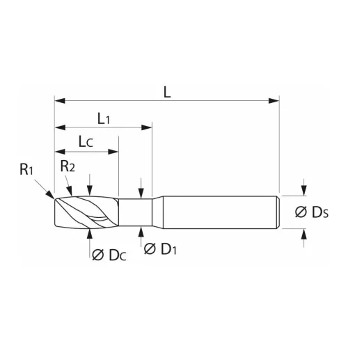 Garant VHM parabolikus maró, egyenes alak PPC 10/60 mm